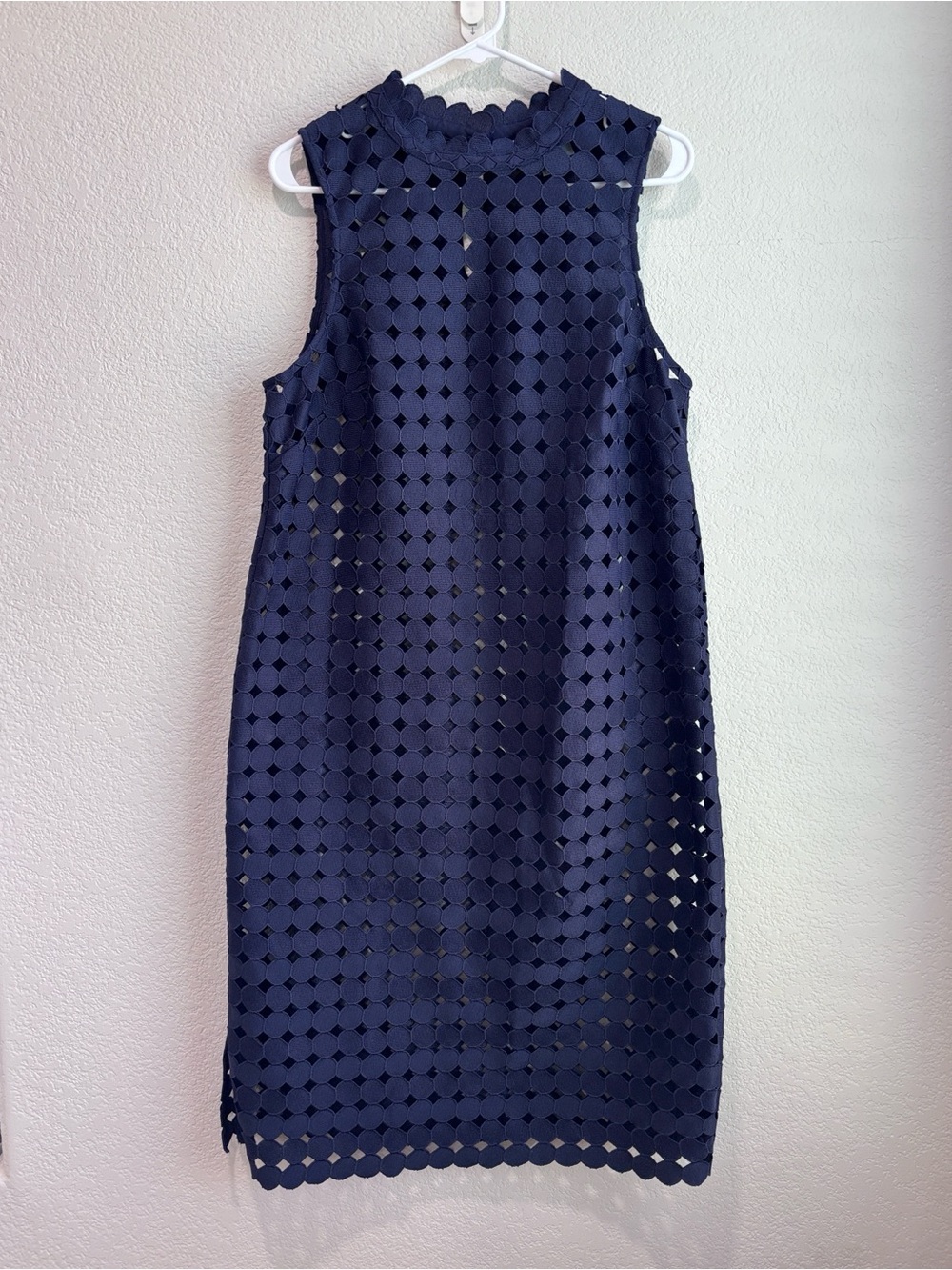 Maeve Anthropologie Circle Lace Midi Shift Dress Navy Blue Women’s Medium